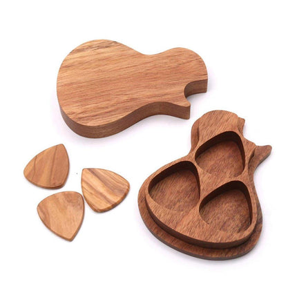 Wooden Guitar Pick Holder Plectrum Case Organizer Compact Plectrum Storage Box