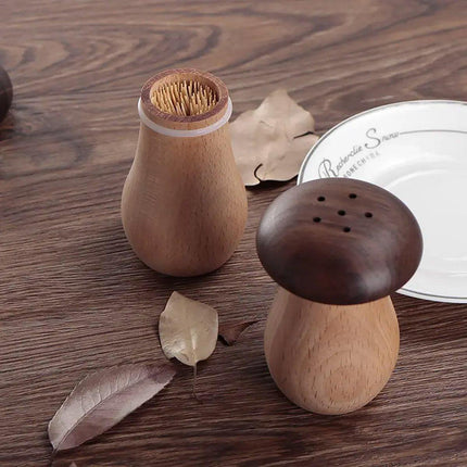Solid Wood Toothpick Holder Black Walnut Beech Cute Mushroom Toothpick Box
