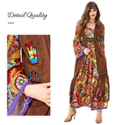 70 S Retro Disco Hippy Dress Hippie Costume Dress Primitive Tribal Goddess - Aimall
