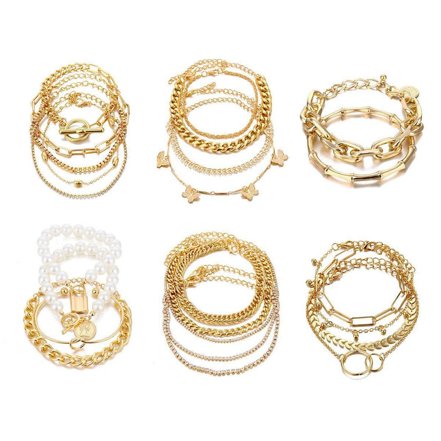 Fashion Multi Layer Tassel Bracelet Set Retro European American Style Jewelry