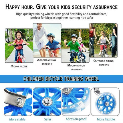 12-20 Inch Kids Bike Training Wheels Silent Flashing PVC Stabilizer Auxiliary