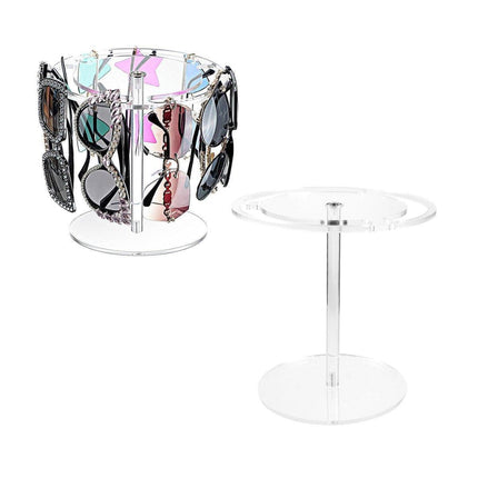 Clear Acrylic Sunglasses Display Stand 360 Rotating Eyewear Holder Black Desktop