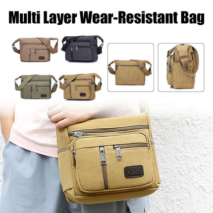 Multi Layer Canvas Crossbody Bag Casual Shoulder Bag for Travel Messenger Bag