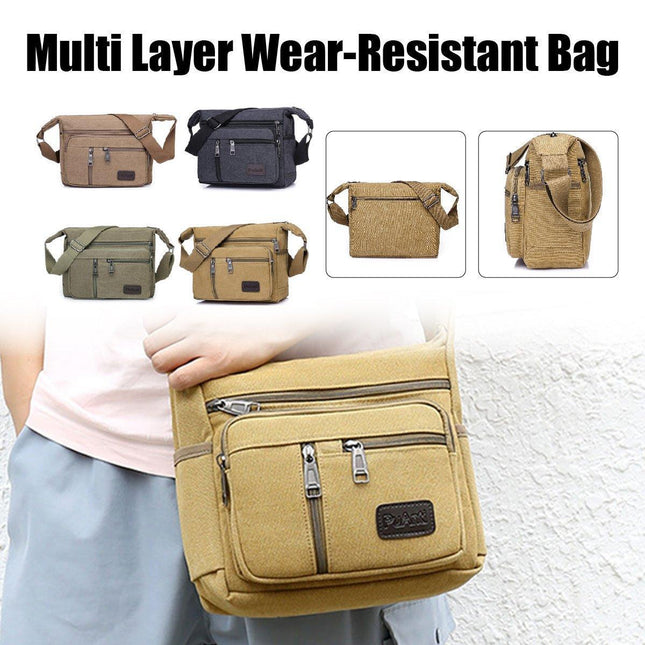 Multi Layer Canvas Crossbody Bag Casual Shoulder Bag for Travel Messenger Bag