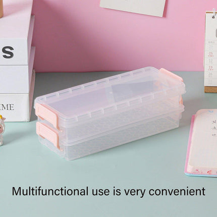 3PCS Clear Plastic Desktop Storage Box 2 Layer Holder DIY Stationery Pencil Case