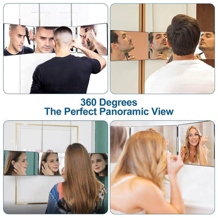 3Way Makeup Mirror for Hair Cutting Styling Hanging Beauty Tool Adjustable