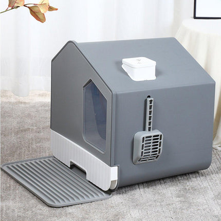 Large Fully Enclosed Cat Litter Pan House Easy Clean Litter Box for Indoor Use