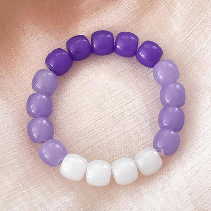 Lucky Gradient Beads Bracelet Elastic Couple Women Friends Gift Fashion - Aimall