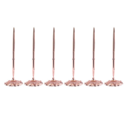 6pcs Black Ballpoint Pen Set Plum Blossom Base Office Desk Signature Writing Pen