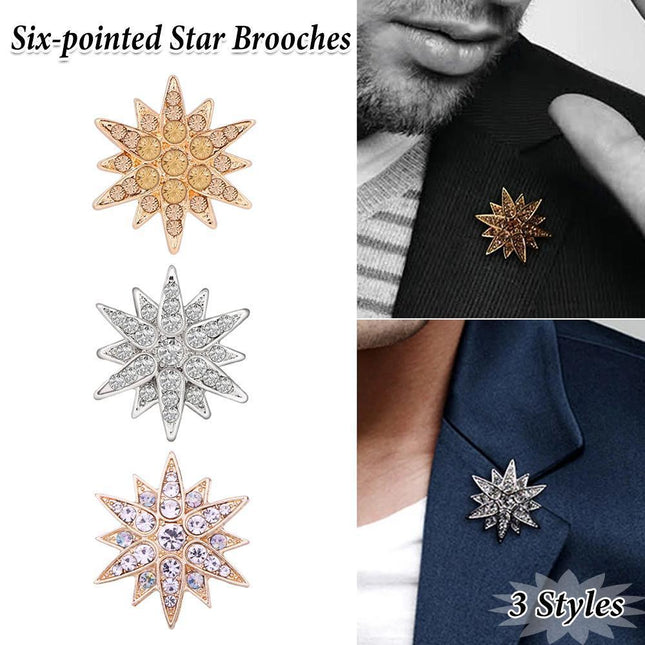 Brooch Six Pointed Star Collar Button Badge Fashion Corsage Pin Accessories