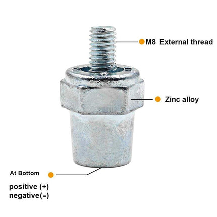 2Pcs Battery Terminal Posts For M8 8mm Bolts Positive Negative For Car Boats