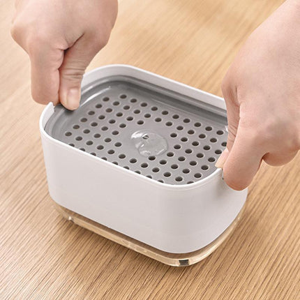 2in1 Soap Dispenser Pump Sponge Holder Countertop Dishwashing Liquid Container - Aimall