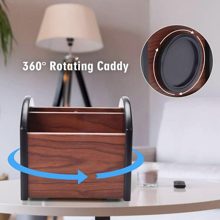 Rotatable Wooden Desktop Storage Box Organizer Creative Office Business Gift