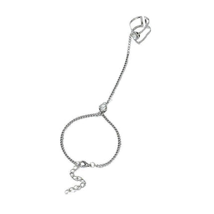 Geometric Hollow Arrow Ring Bracelet Integrated Creative Finger Chain Set Chain - Aimall