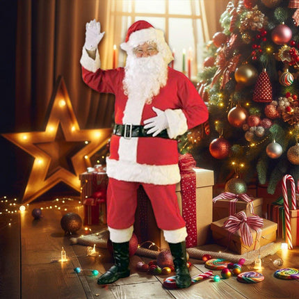 Classic 11-piece Luxury New Plus Size Santa Suit Classic Stage Costume Set