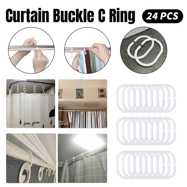 24PCS Curtain C Ring Shower Bed Curtain Hanging Grommet Hook Accessories Durable
