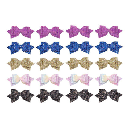 20Pcs Hair Clips Colourful Glitter Sequin Bow Set for Girls and Teens
