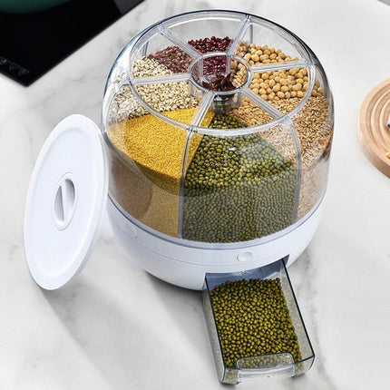 Rotating Cereal Dispenser Grain Storage Box Kitchen Food Container Rice Holder