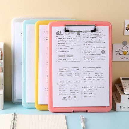 4PCS Waterproof Clipboard Storage Box Case Board Clip File Box Organizer Plastic