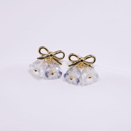Blue Wind Chime Gold Bow Earrings Fashion Jewelry Boho Style Dangle Earrings