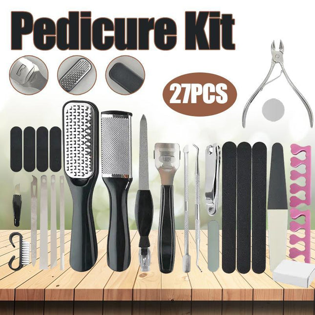 27PCS Manicure Foot Pedicure Kit Rasp File Remover Scraper Nail Care Tool Set - Aimall