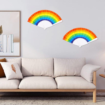 6pcs Rainbow Folding Hand Fans in Six Colors Party Decor Travel Pocket Fans