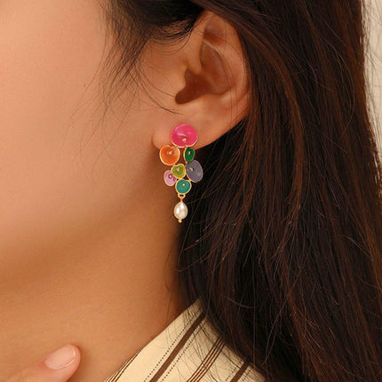 Vintage Long Pearl Coloured Earrings Elegant Matching Jewelry Women Fashion