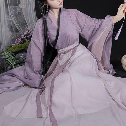 Chinese Traditional Hanfu Costume Woman Ancient Oriental Purple Dress Elegance - Aimall