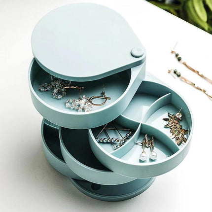 Rotating Jewelry Storage Box Cute 4 Layer Large Capacity Display Stand Organizer