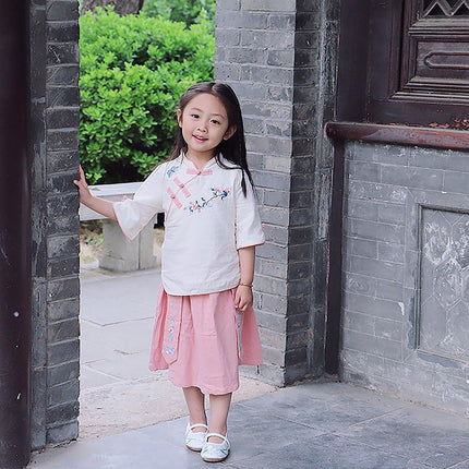 Chinese Hanfu Dress Set Girls Traditional Tang Suit Summer Outfit Cultural
