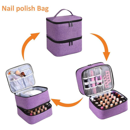 Portable Double Layer Nail Polish Essential Oil Storage Bag Travel Organizer