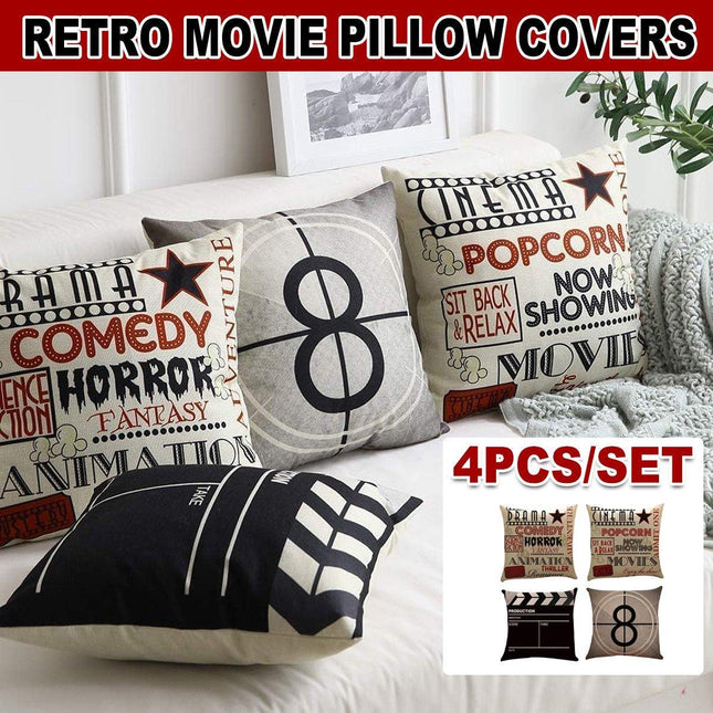 4PCS 18x18In Movie Theater Cinema Throw Pillow Cover Home Decor Design Pillow Cases