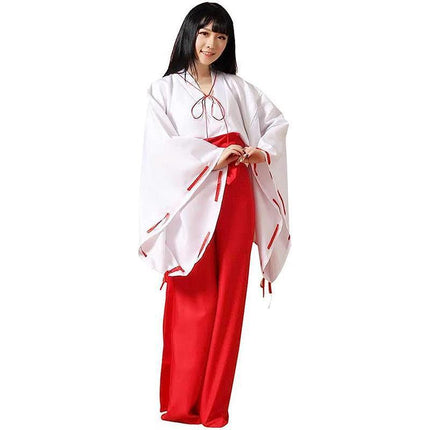 Anime Inuyasha Kikyou Witch Kimono Dress Cosplay Halloween Costume Complete Set AU - Aimall