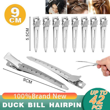 6-54X 9cm Hairdressing Sectioning Hair Clips Duck Bill Hairpin Salon Metal Curl Clips - Aimall
