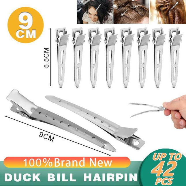 6-54X 9cm Hairdressing Sectioning Hair Clips Duck Bill Hairpin Salon Metal Curl Clips - Aimall