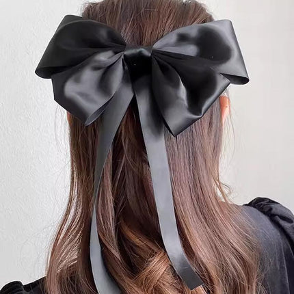 Satin Big Bow Barrette Hairpin Steel Clip Ribbon Hair Accessories Women Party - Aimall