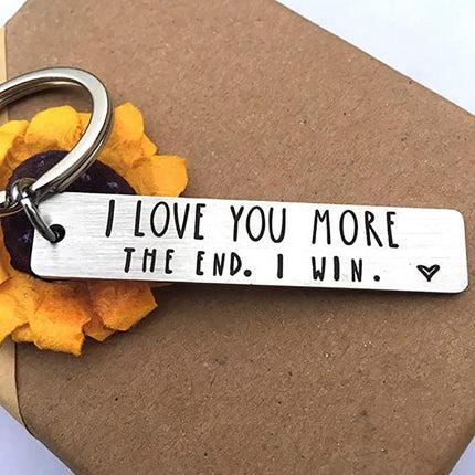 I Love You More The End I Win Stainless Steel Couple Keyring Keychain Gift Funny - Aimall