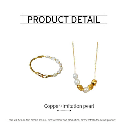 Simple Irregular Freshwater Pearl Necklace and Bracelet Set Elegant Women
