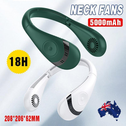 Mini Neck Fan Bladeless Hanging Air Cooler USB Rechargeable Portable Personal - Aimall