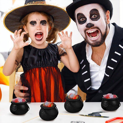 12PCS Halloween Witch Lantern Black Flame Candy Bucket Portable Props Decor