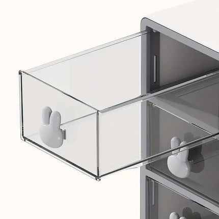 Transparent Rabbit Organizer Multi Compartment Desktop Storage Box Drawer Holder