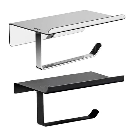 304 Stainless Steel Toilet Paper Holder Non-perforated Roll with Phone Rack