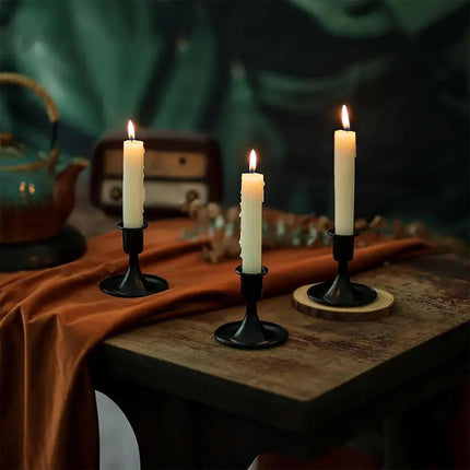 4X Iron Candlestick Stand Candle Holder Retro Style Look Taper Candle Holder