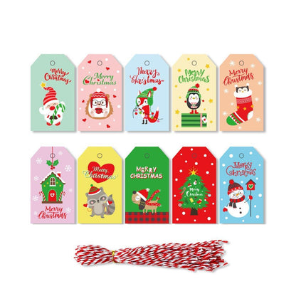 50PCS Christmas Kraft Paper Gift Tags Vintage Holiday Party Card Packaging Decor