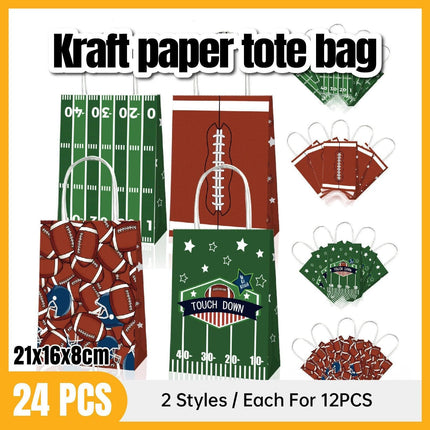 Rugby Themed Kraft Paper Tote Bags Durable 150g Kraft Paper for Sports Fans