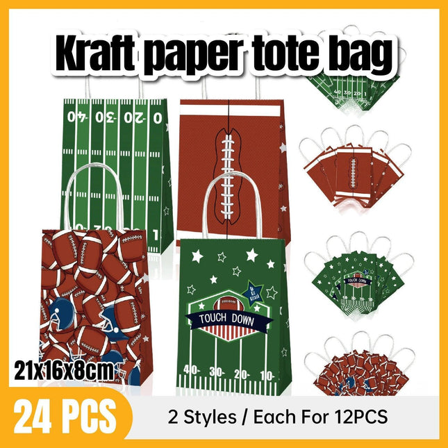 Rugby Themed Kraft Paper Tote Bags Durable 150g Kraft Paper for Sports Fans