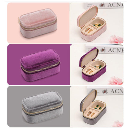 Velvet Mini Travel Jewelry Storage Box Portable Organizer Ring Earring Holder