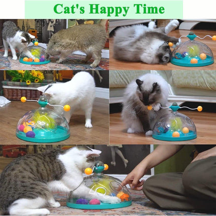 Interactive Windmill Cat Teaser Toy Treasure Box with Stick Fun Play for Pets