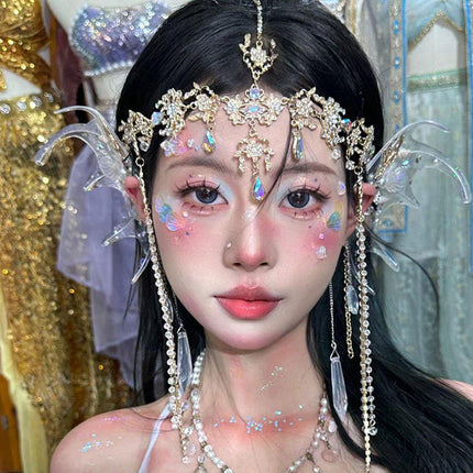Gold Fringe Forehead Ornaments Hanfu Hair Crown Headwear Accessories