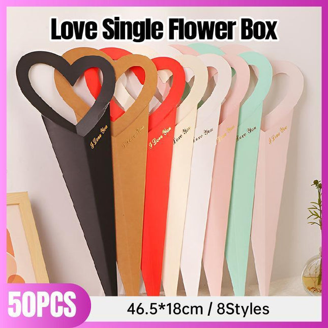 50pcs Heart Shaped Flower Box Creative Gift Bouquet Packaging Fresh Flower Box